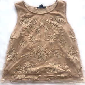 Sewn floral design sleeveless blouse